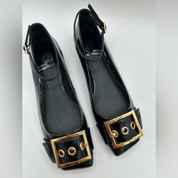 Jeffrey Campbell So Cute Patent Leather Ankle Strap Flats Buckle Women’s  8.5 - Picture 4 of 14